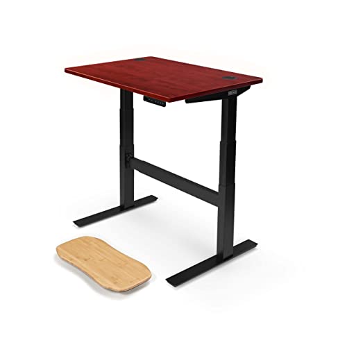 UPLIFT Desk Cherry Laminate Standing Desk 42x30 inch 2-Leg V2-Commercial C-Frame (Black)