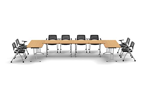 Team Tables Folding Training Tables Set with Task Chairs - 12pc Beech Color, Model 7412