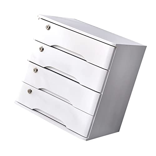 BIZOLE Solid Wood Storage Box - File Cabinet with Lock, Desktop Drawer Storage Cabinet