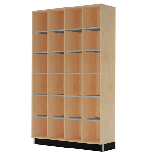 Diversified Woodcrafts Maple School Classroom Storage Cubby Lockers, 78" x 48" - Silver Shelves