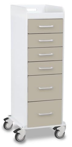 212 Main Almond Polyethylene Tall Locking 6 Drawer Cart - 16 x 47 x 19 in.