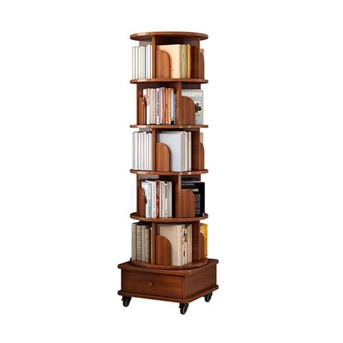 TruRim Rotating Bookshelf Tower, Wooden Narrow Bookshelf 360 Degrees Display (Six-Tier)