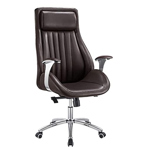 UsmAsk Executive Managerial Office Chair Brown Leather Swivel - Ergonomic Game & Computer Chair