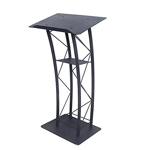 TBVECHI Black Wrought Iron Podium - Durable Metal Wood Lectern - 21.65 x 16.54inch