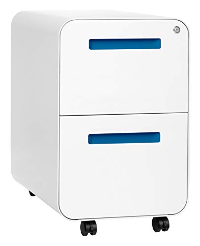 Laura Davidson Furniture Stockpile 2 Drawer Mobile File Cabinet with Lock - White/Blue