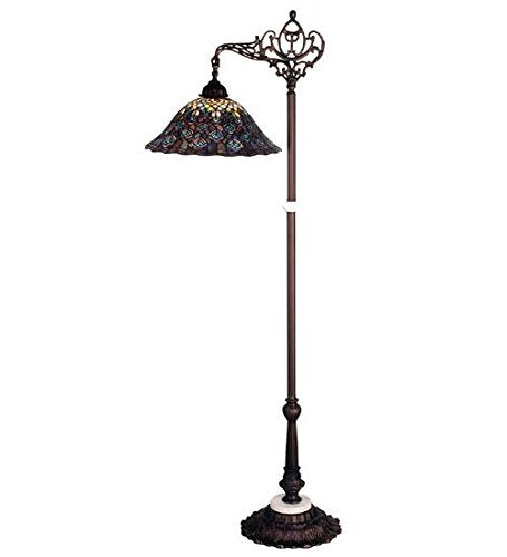 Meyda Tiffany 65840 Tiffany Peacock Feather Bridge Arm Floor Lamp, 61" H