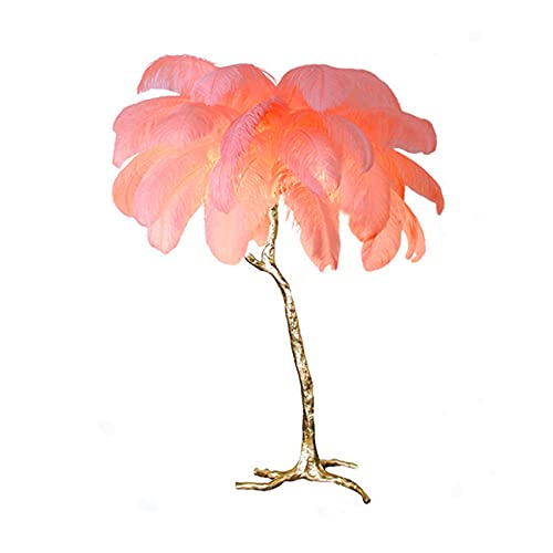 RAZZUM LED Floor Lamp Feather Gold Copper Brass Resin for Living Room Home Decor - Table Lamp 80cm - Gris