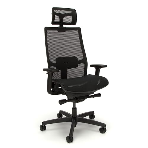 HON Ignition 2.0 Ergonomic Mesh Office Chair with Headrest - High Back, Adjustable Lumbar Support, Armrests, Synchro-Tilt Recline - Black