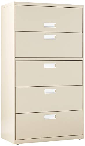 HON Brigade 600 Series Lateral File Cabinet 36" W, 5 Drawers, Putty (H685)