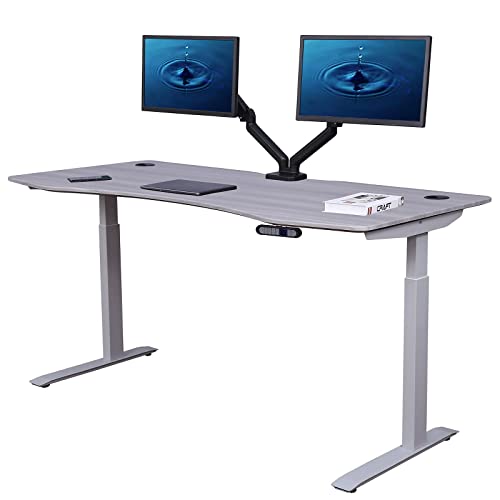 ApexDesk Elite Pro Series Electric Height Adjustable Standing Desk, 71", Grey Top/White Frame