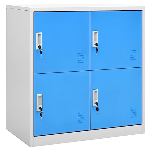 vidaXL Steel Locker Cabinet Set 5 pcs in Light Gray/Blue - School/Office Lockers, Storage Organizer w/Locks 35.4"x17.7"x36.4
