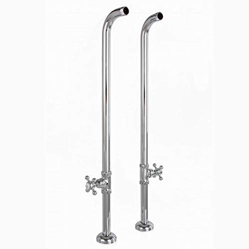 Cheviot Free Standing Heavy Duty Water Supply Lines with Stop Valves | Brushed Nickel | Brass