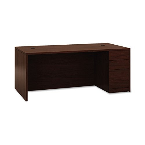 HON 105895RNN 10500 Series L Single Ped Desk, Mahogany, 72 x 36