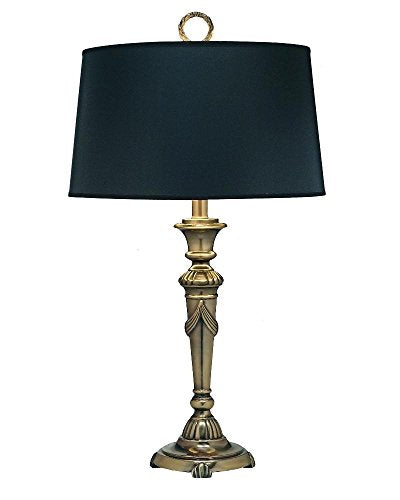 Stiffel Desk Lamp, Burnished Brass Finish, Black Opaque/Gold Foil Shade