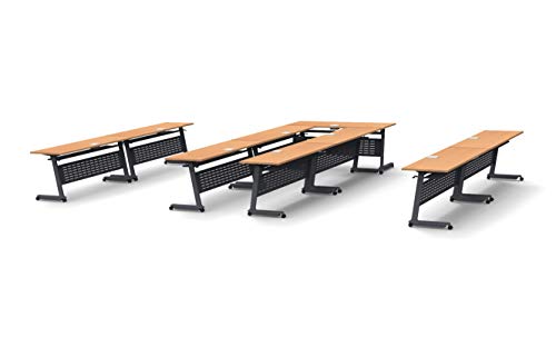 Team Tables 18 Person Training Model 5644 Folding Tables with Z-Base, Modesty Panel, Shelf, Power+USB Outlet