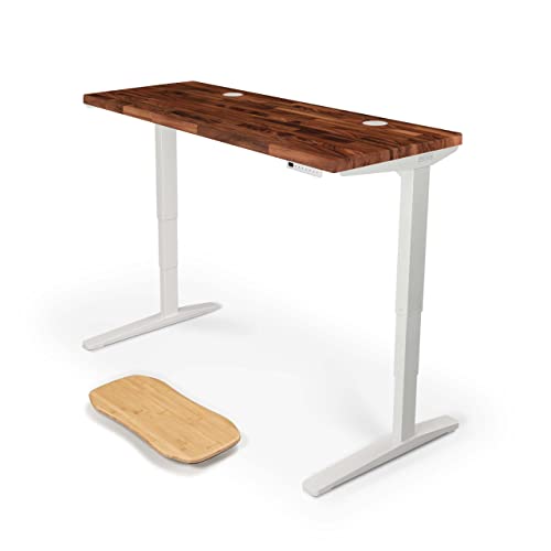 UPLIFTDESK Saman Butcher Block Standing Desk 60x24 - White C-Frame 2-Leg V2