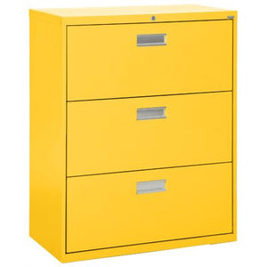Sandusky Lee LF6A363-EY 600 Series 3 Drawer Lateral File Cabinet, 19.25" Depth x 40.875" Height x 36" Width, Yellow