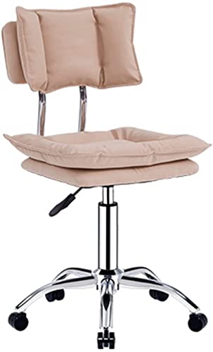 VIGAT Swivel Office Chair with Backrest, Armless Hydraulic Adjustable Height, Leather Cushion - Off-White