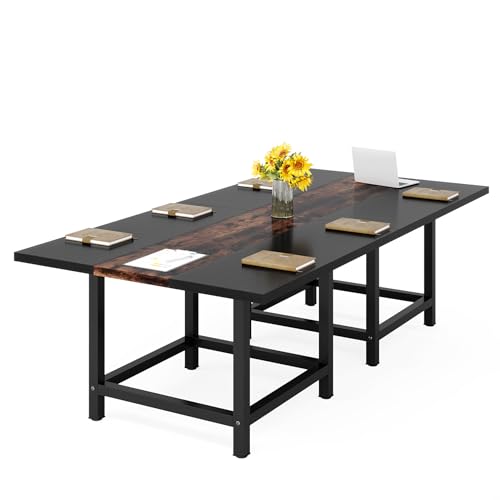 LITTLE TREE 6.5 Ft Modern Black Conference Table for Office & Conference Room