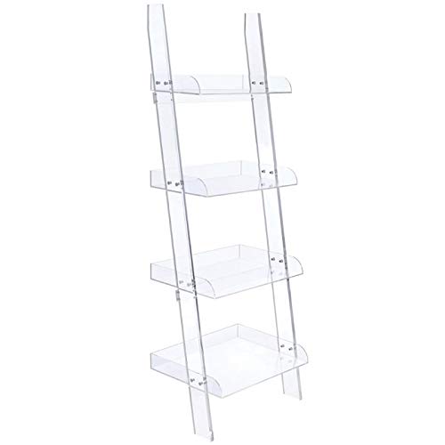 Bowery Hill Modern 4 Shelf Clear Acrylic Ladder Bookcase