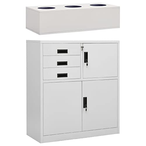 KTHLBRH Multipurpose Sliding Door Cabinet with Planter Box, Light Gray Steel, 35.4"x15.7"x49.2