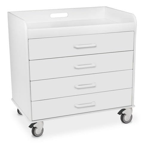 212 Main White Polyethylene Extra Wide Compact Locking 4 Drawer Cart