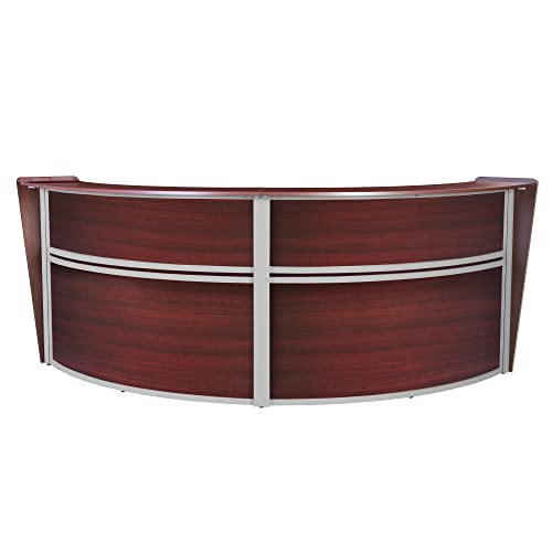 Romig Regency Marque Double-Unit Reception Curved Desk Workstation - Mahogany