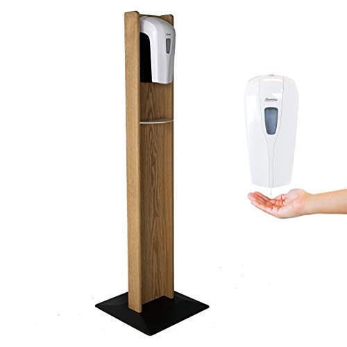 Wooden Mallet Gel Hand Sanitizer Dispenser on Wooden Floor Stand with Drip Catcher Light Oak Made in The USA in-Stock to Ship Immediately Light Oak/Dispenser Included