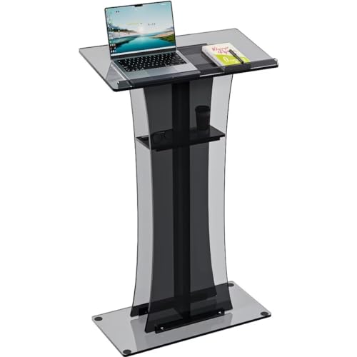 YITAHOME Podium Stand 47" Tall for Churches, Weddings, Classroom - Portable Lectern with Reading Surface & Storage Shelf
