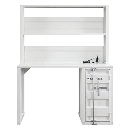 None Farmhouse Computer Desk with Hutch Home Office Desk White 47" L x 24" W x 60" H