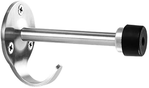 None Stainless Steel Wall-Mounted Door Stopper with Hook - 5 Pieces
