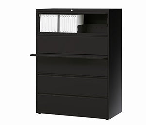 Office Dimensions Commercial Grade 42" Wide 5 Drawer Lateral File Cabinet with Posting Shelf, Black