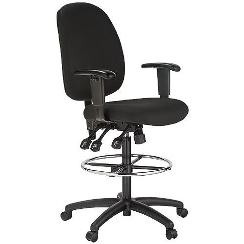 Harwick 6058C-D-BK Extra Tall Ergonomic Drafting Chair, Black Fabric