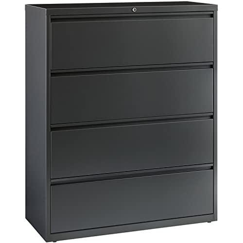 Lorell 60437 4-Drawer Lateral File Cabinet, 42"x18-5/8"x52-1/2", Charcoal