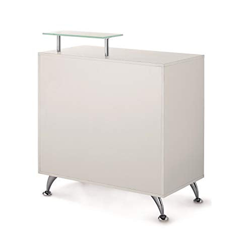DERMALOGIC Glasglow II Reception Desk with Glass Top, White 32" L x 18" W