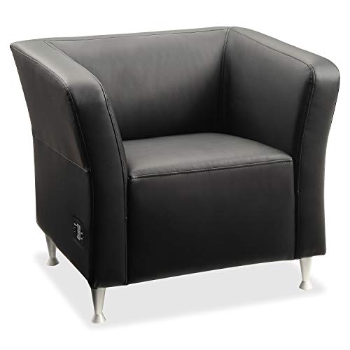 Lorell LLR86916 Fuze Modular Series Black Leather Guest Seating