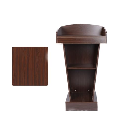 Yadlan Wooden Lectern Podium Stand with Storage Area and Baffle Plate
