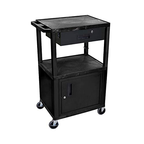 Luxor AV Cart with Cabinet Drawer - Black, 42"H