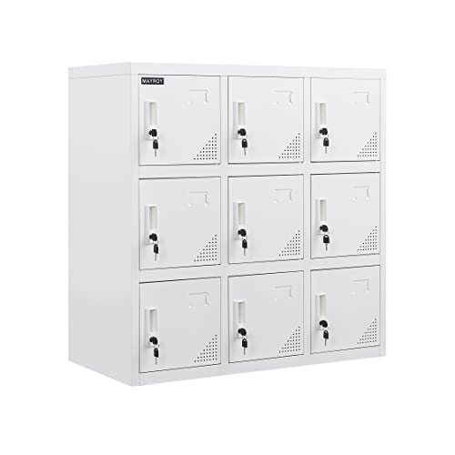 MAYROY Metal Locker Office Storage Organizer - Full White (W9D)