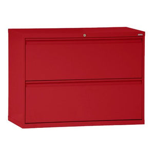 Sandusky Lee LF8F422-01 800 Series 2 Drawer Lateral File Cabinet, 19.25" Depth x 28.375" Height x 42" Width, Red