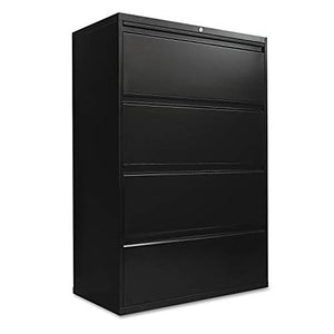 Alera ALELF3654BL Four-Drawer Lateral File Cabinet, 36w x 19-1/4d x 53-1/4h, Black