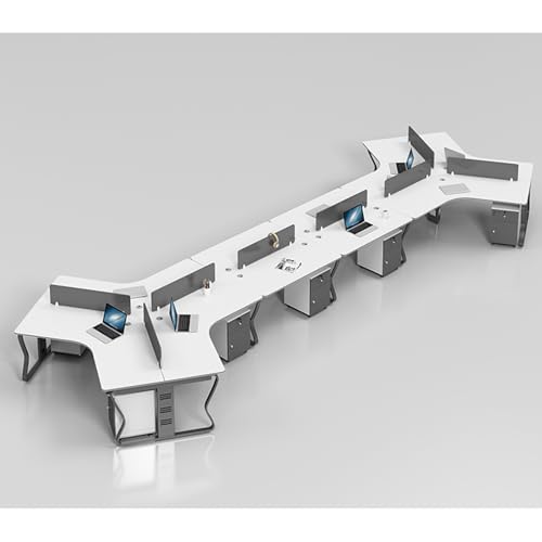 KAGUYASU Office Desk, Extra Long Modern White Conference Table Executive Desk with Cabinet