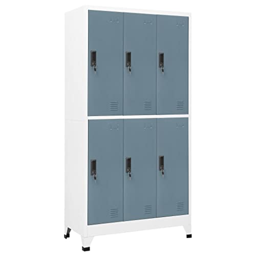 THOYTOUI Locker Cabinet, Steel Storage Unit - Light Gray/Dark Gray 35.4"x17.7"x70.9