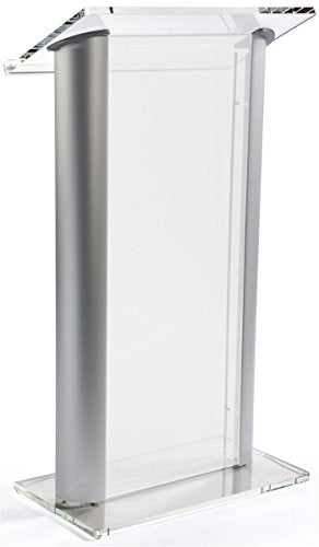 Displays2go Acrylic Podium with Frosted Panel - Clear/Silver (LECTALACF)