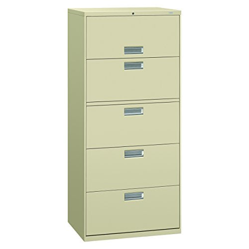 HON 5-Drawer Lateral File Cabinet with Lock, 30x19-1/4x67", Putty