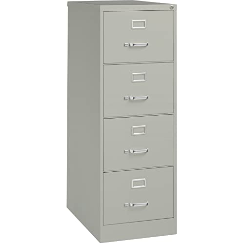 Lorell 4-Drawer Vertical File Cabinet, 18x26.5x52-Inch, Light Gray