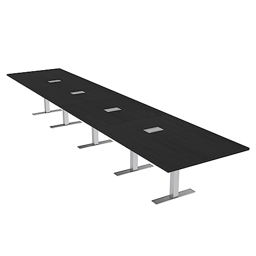 SKUTCHI DESIGNS INC. 18' Conference Room Table with Data and Power | Modular Rectangular | Harmony Series | Black Cypress