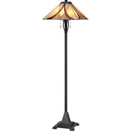 Quoizel TFAS9360VA Asheville Tiffany Floor Lamp, 2-Light, 200 Watts, Valiant Bronze (60" H x 17" W)