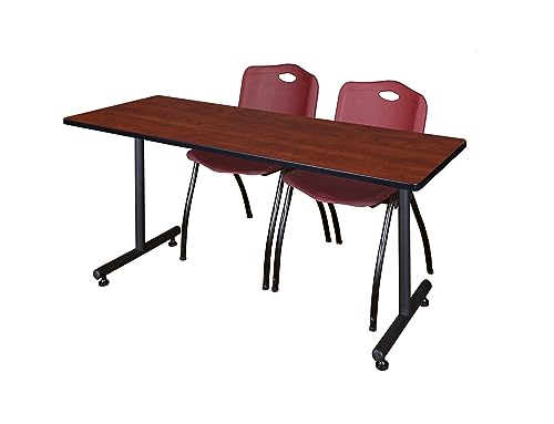 Regency Kobe Training Table Set with 2 M Chairs, 72" X 30", Cherry/Burgundy