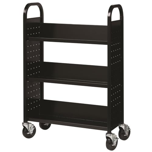Hirsh Industries Single Sided Book Cart - Black 21789